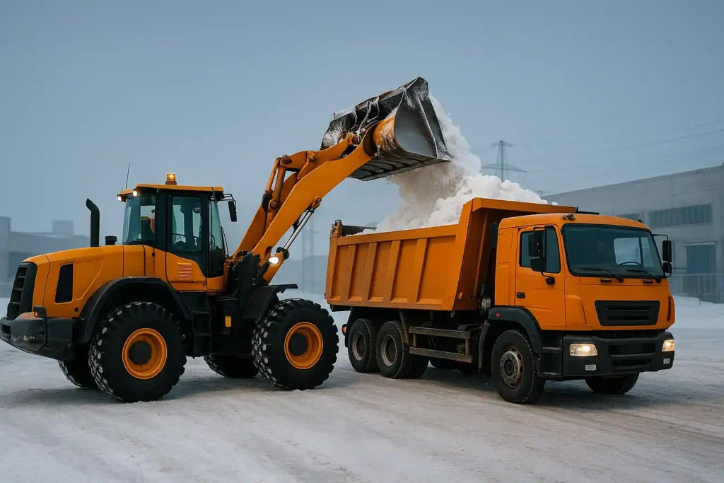Погрузка снега в самосвал — вывоз по Минску и области